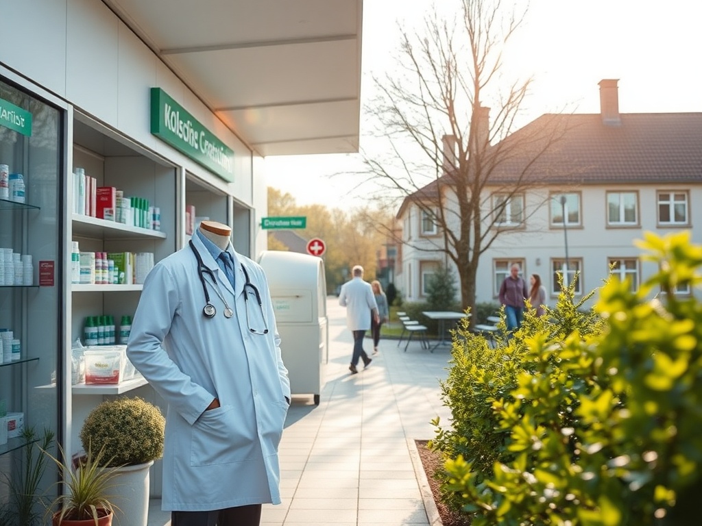 Mapa Oświęcimia z zaznaczonymi placówkami medycznymi, ilustrująca kolejki do specjalistów w Oświęcimiu.
