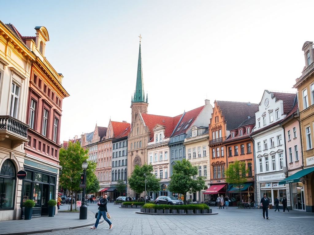 Plakat informacyjny o lokalnych wydarzeniach w Oświęcimiu, przedstawiający symbolicznie nowe życie i historię miasta.
